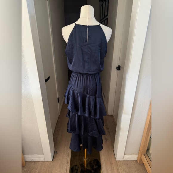Petal & Pup | Seychelle Ruffled Midi Dress in Navy | Sz 6 - Picture 7 of 12